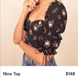 Reformation Nina top - Black & white polka dot